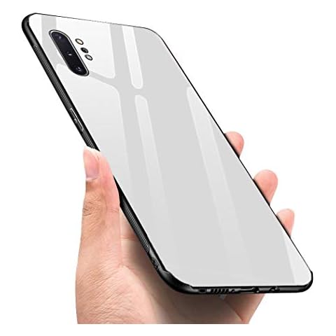 Case for Samsung Galaxy Note 10 Plus Case,Luhuanx Note 10 Plus Case,Tempered Glass Quality at Back Slim Case for Galaxy Note 10 Plus Case Anti-Drop-White Cover