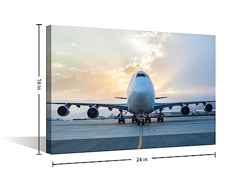Impression sur toile Boeing 747-8 coucher de soleil cadre vertical - 2