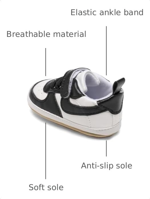Image of Clowora Unsex Baby Shoes Boys Girls Infant Sneakers Non-Slip Soft Rubber Sole Toddler Crib First Walker Lightweight Shoes