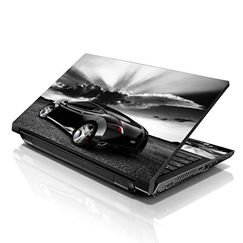 Image of LSS 17 17.3 Inches Laptop Notebook Skin Sticker with 2 Wrist Pads - Reusable Cover Protector Vinyl Sticker Cover Decal Fits 17 inch - 19 inch HP Asus Acer Samsung - Racer Car Sunset Pattern