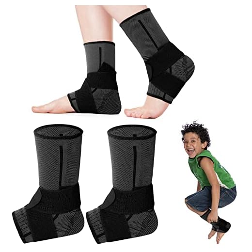 Tarpop 1 Pair Ankle Brace for Kids Compression Ankle Sleeves Adjustable Foot Support Brace Elastic Ankle Guard for Children Boys Girls Sports Running Jogging Dance Fitness Gymnastics (Small)