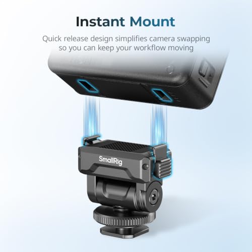Image of SMALLRIG Quick-Release Cold Shoe Mount for DJI Osmo Action 6 / Nano, Features a 1 /4 inch-20 Threaded Hole and Cold Shoe, Supports 160 Tilt Swivel, for Magic Hand, Selfie Sticks, Camera Cages, 6440