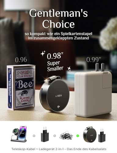 LISEN Cargador Inalámbrico Magnético 3 en 1, Base de Carga para iPhone 16/15/14/13/12, Samsung S25/S24/S23, Apple Watch, AirPods