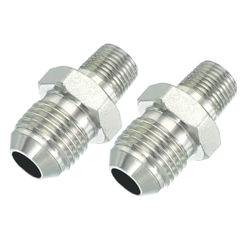 PATIKIL Hex Reducing Nipple Connectors Pipe Adapter 9/16" Male 37° Flare JIC x 1/8" Male NPT, 2 Pack Pipe Fitting Reducer Nipple Adapter Plated Steel Hydraulic Fitting