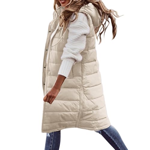 Veste sans manches capuche doublée polaire isolation thermique hiver femme