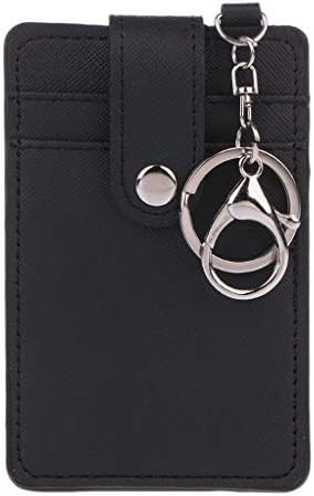 SimpleLife Soft Leather Travel Card Bus Pass Credit Card ID Card Wallet Cover Case Holder with Keychain Keyring Tool
