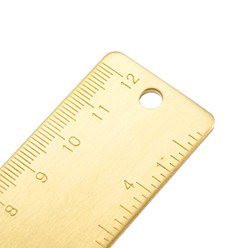 Uxcell A19041800UX0703 Straight Brass Ruler 120Mm 4 Inches Metric Measurement Tool Drawing Measuring Ruler 1Mm Thickness thumb #3