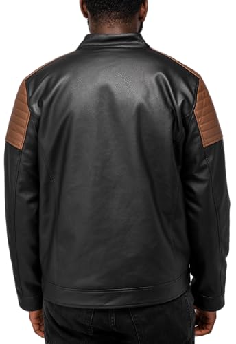 Image of X-Ray Men's Slim Fit Faux-Leather Moto Jacket with Removable Hood