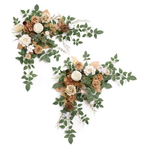 Ling's moment 2PCS Artificial Floral Swags, Beige...