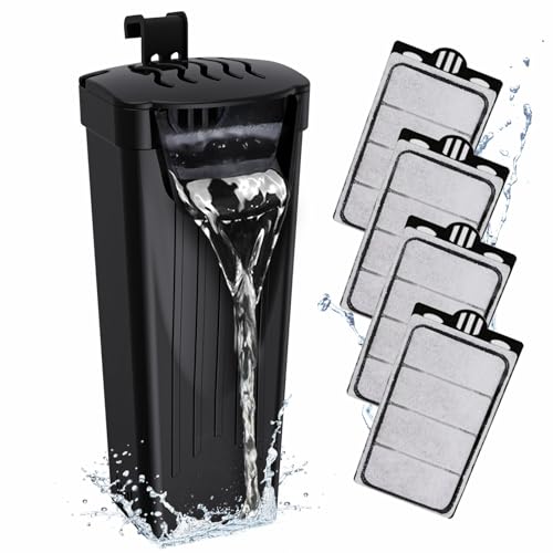 GOZILLA Turtle Tank Filter 74GPH, Low Water Level Turtle Tank 3.5W Fish Tank Aquarium Filters for Small Tanks up to 15 Gallons Include 4 Replacement Cartridges.(Black)