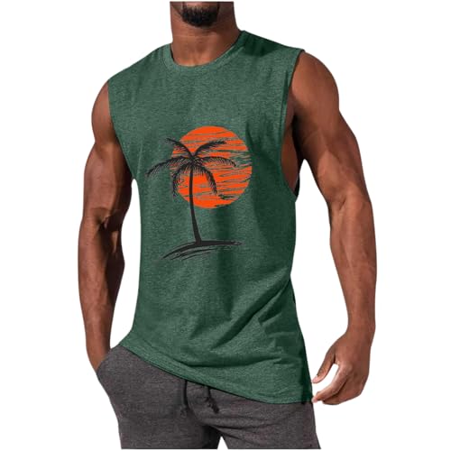 Estokap Mens Tank Tops Summer Beach Vacation Sleeveless Shirts Green