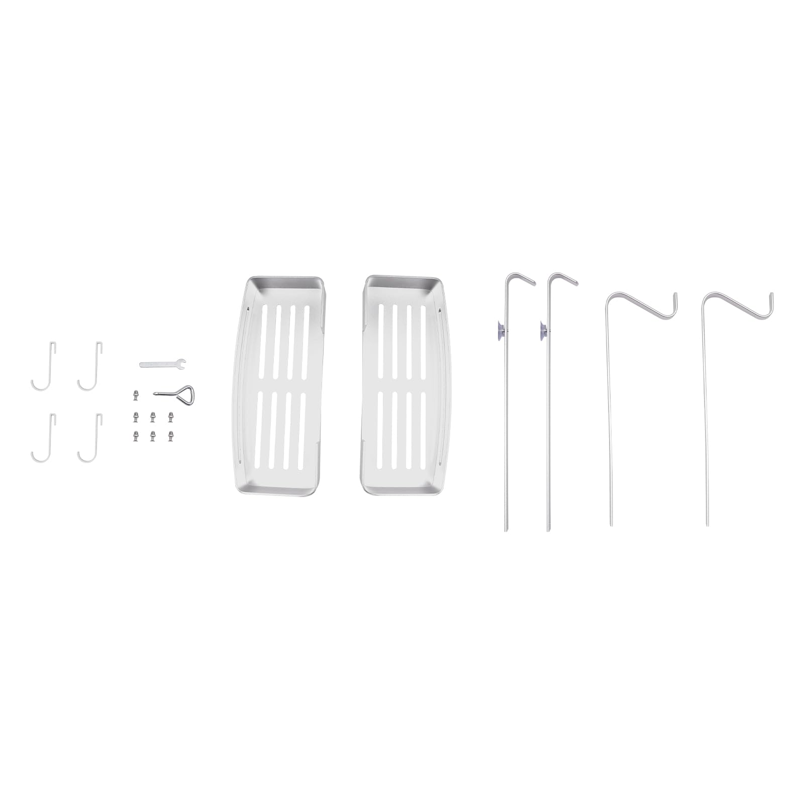Estante de ducha para colgar de 2 niveles, estante de ducha para baño, champú, cesta de ducha, estante para colgar con 4 ganchos móviles, 32,5 x 12,5 x 73 cm, color plateado