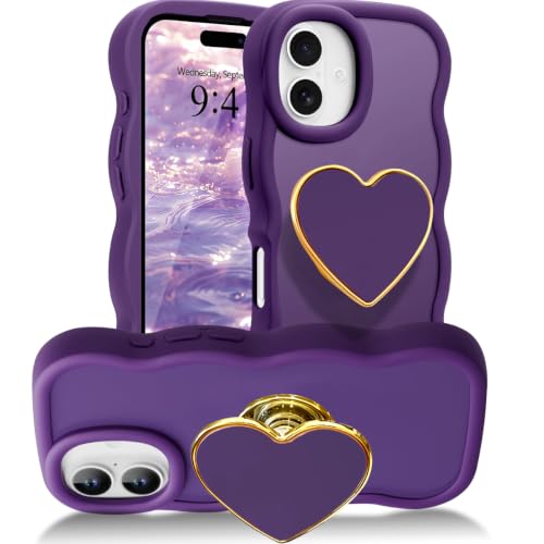 Coque iPhone 16 violette avec support pour femmes et filles actives