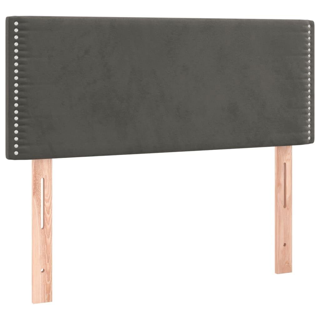 Ciemnoszary aksamitny zagłówek 100 x 5 x 78/88 cm, z regulacją wysokości, z drewnianymi nogami, klasyczny zagłówek do sypialni, miękki materiał