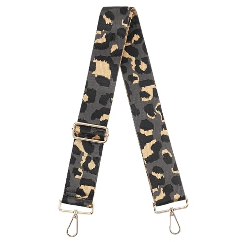Image of uxcell Purse Strap Replacement, 31-51inch Adjustable Polyester Leopard 2inch Wide Crossbody Shoulder Strap for Handbag Guitar(Grey, Gold Buckle)