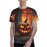 Camisetas de manga corta para hombre con estampado de calabazas, elegantes y suaves, perfectas para el uso diario, Negro, XXL