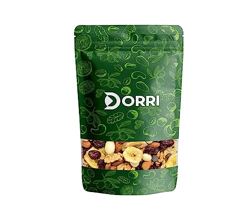 Dorri - Trail Mix 1kg | Almonds, Banana Chips, Chocolate Nibs, Dried Cranberries, Yogurt Raisins - Healthy Snacks - Healthy Mixed Nuts - Healthy Mixed Fruit - Gluten Free - GMO Free