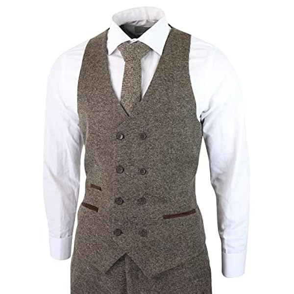 TruClothing.com Traje para hombre de 3 piezas, color marrón, diseño vintage de los años 20s