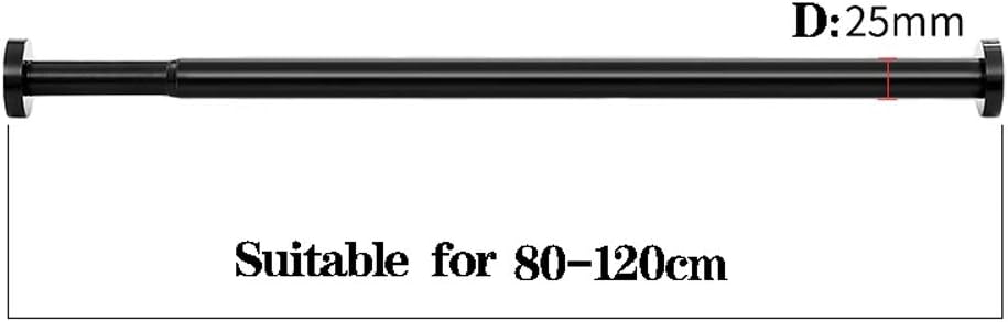 Extendable Long Metal Tension Rod with No Drilling，Modern Telescopic Shower Curtain Pole for Bathroom and Shower，Adjustable Tension Spring Pole Pull Rod (Color : Black, Size : 80-120cm)