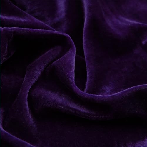 Tissu en Velours Pannes - 2 m x 155 cm - Tissu décoratif au mètre - Occultant - Pour rideaux, nappe, housse de canapé - Violet foncé
