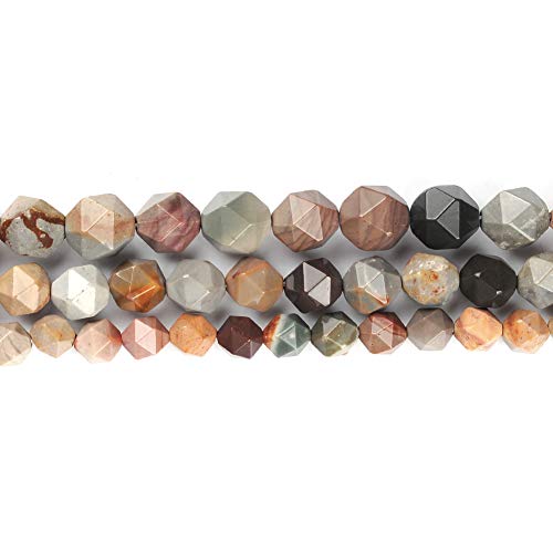 Ruilong AA+ Grade Faceted Natural Stone DIY Precious Gemstone Loose Strand Beads for Jewelry Making (Picture Jasper, 8MM) - Image 3