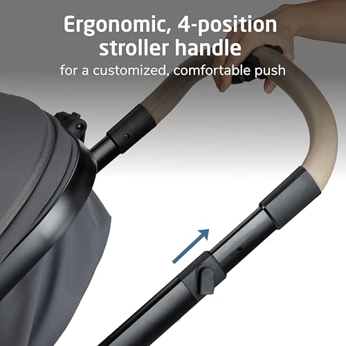 Image of Maxi-Cosi Zelia Pro 5-in-1 Travel System with Mico Pro Infant Car Seat and Baby Stroller Combo, Reversible Seat, Large Wheels, Adjustable Handle, Newborn to Toddler, Lightweight, Sea Salt