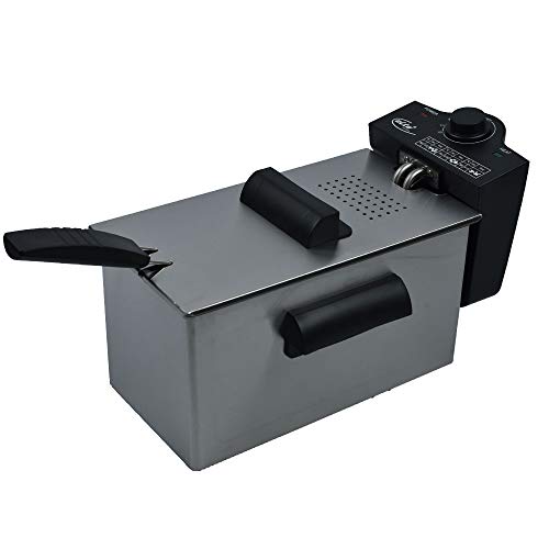 Elta Edelstahl Fritteuse DF-2100 (3L, Edelstahl Gehäuse, beschichteter Öl Tank, Frittier-Korb mit Griff, 2100 Watt) Cover