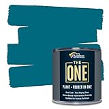 THE ONE All-In-One Paint & Primer - Teal Gloss, 8.5 Fl Oz/250ml | 1 Coat Formula | Easy Indoor & Outdoor Decorating for Home & Garden Walls, Floors & Furniture | Water-Based & Low VOC