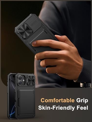 Image of Vihibii for iPhone 16 Plus Case Wallet with Card Holder (4 Cards) [RFID Blocking] & Slide Camera Cover, Military Grade Drop Protection, Rugged Hard Back & Silicone Edge Phone Case, 6.7 inch 2024, Black