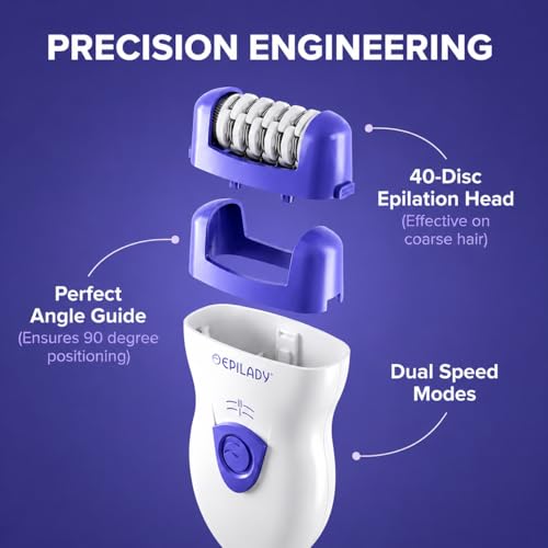 Image of Epilady Speed Corded Epilator - Hair Removal Epilator for Women and Men, Hair Remover for Arms, Legs, Underarms, Bikini Area, and Face, Two Speeds, White /Red