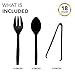 Party Essentials Plastic Serving Utensils for Party Buffet Kit, Black, Spoons/Forks/Tongs, 18-Piece
