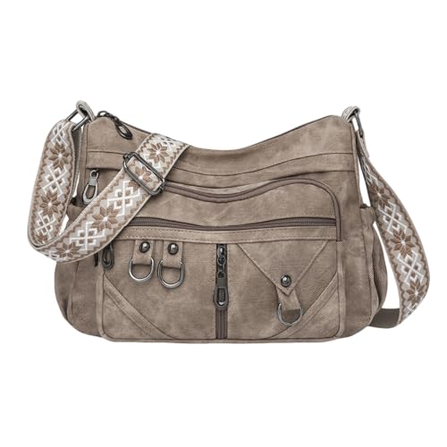 Bolso de mano vintage de gran capacidad con múltiples bolsillos de cuero de PU para mujer con compartimento Sty
