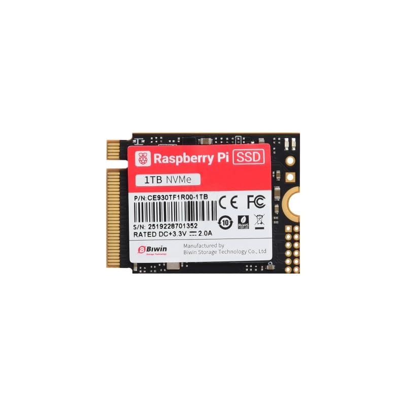 Official Raspbery Pi SSD 1TB High-Speed Solid State Drives Complies with PCIe Gen 3 Standard Suitable for Raspbery Pi 5 (RPi SSD 1TB)