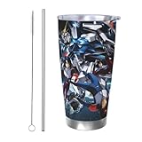 機動戦士ガンダム 車載用 マグカップ コーヒーカップ 600ml保温保冷カップ ストローと蓋付き 大容量 持ち運びに便利 そのまま飲める 可愛くておしゃれ アウトドア 釣り キャンプなどにも最適 Straw Two-piece Set