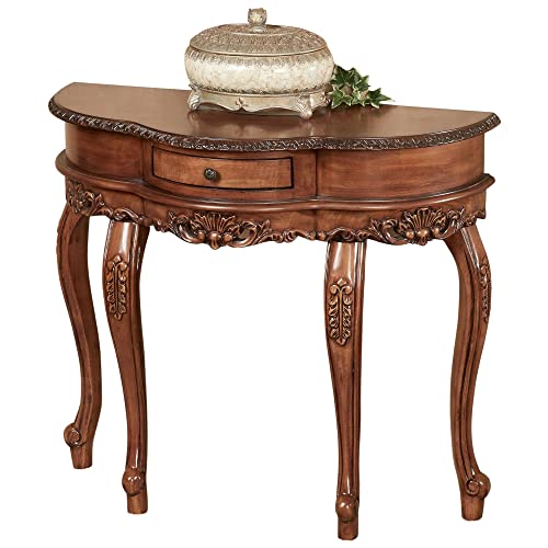 Touch of Class Traditional Delegato II Natural Cherry Classic Wooden Console Table - Handcrafted Wood - Victorian Style - Decorative Regal Furniture - Half Circle Moon Shape - Elegant Display - Thumbnail 4