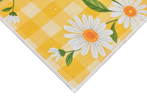 Image of Digital Printed Bathmat Set of 2 | Anti-Skid Mess Backing | Large & Small Combo | Water Absorbent, Quick Dry, Soft Floor Mat for Bathroom & Home Color - Floral Printed Yellow and White