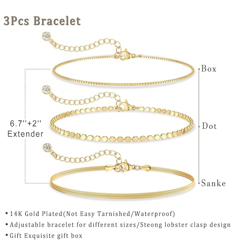 image for DEARMAY Dainty Silver Bracelets for Women Trendy, 925 Sterling Silver 