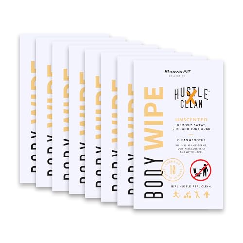 Hustle Clean Unscented Body Wipes Pack of 80 Removes Sweat and Body Odor