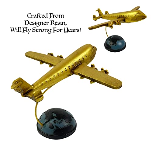 Estatua avión escritorio decorativo dorado 7x5x8 in miniatura 4