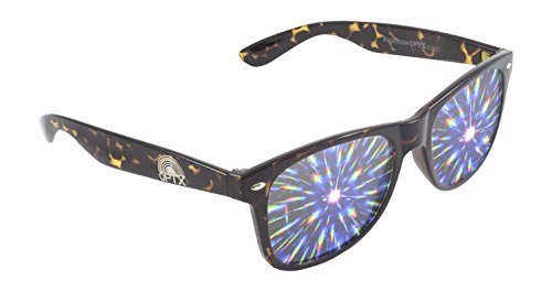 RainbowOPTX Diffraction Glasses - The Original Prism Rave Sunglasses from (Leopard, Clear)