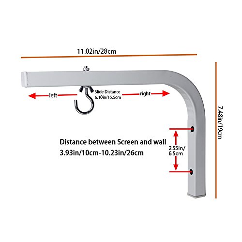 Universal Projectors Screens Hanger Wall Hanging L-Brackets 11", Longer Adjustable L-Bracket Mount Plate Kit with Hook and Screws for Projector Screens
