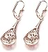 Naivo Rose Gold Filigree Teardrop Leverback Earrings