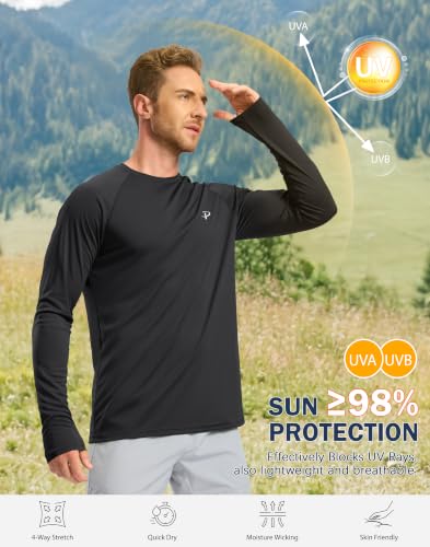 Image of Pudolla Men's Sun Protection Shirts UV SPF UPF 50+ Rash Guard Long Sleeve Lightweight Quick Dry Brethable Swimming Fishing