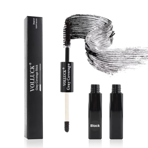 VOLLUCK Retoca Raices – Máscara Doble Cubre Canas Mujer y Hombre, Fácil Uso, Efecto Natural 7 ML (Negro)