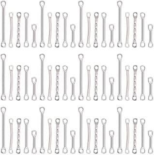 DICOSMETIC 100Pcs 5 Style Stainless Steel Bar Connectors 2 Hole Stick Strip Earrings Rectangle Small Charm Links Metal Jewelry Connectors for Jewelry Making DIY Findings
