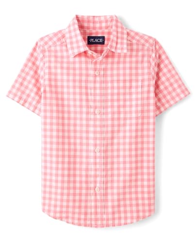 Image of The Children's Place Boys' Short Sleeve Poplin Button Down Shirt