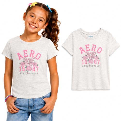 Image of Girls T Shirts - Soft Cotton Blend Short Sleeve Cute Graphic Tees - Classic Crewneck Logo Tee Girls Shirts (Sizes: 7-16)
