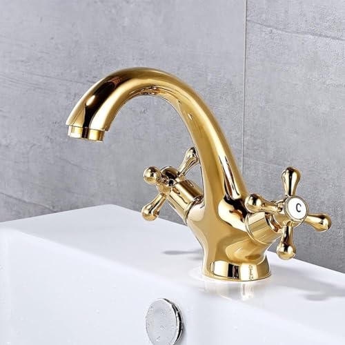 Robinet de salle de bain double levier anti fuite en laiton pour eau chaude et froide LWX