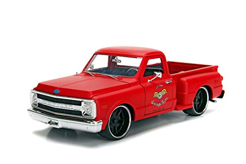 Jada 1969 Chevrolet C10 Stepside Pickup Truck Matt Red Garage Nuts Just Trucks Series 1/24 Diecast Model Car 99322