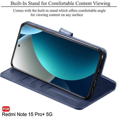 Image of TheGiftKart Flip Back Cover Case for Mi Redmi Note 15 Pro Plus 5G | Dual-Color Leather Finish | Inbuilt Stand & Pockets | Flip Back Case Cover for Redmi Note 15 Pro+ 5G (Faux Leather, Blue & Sky)